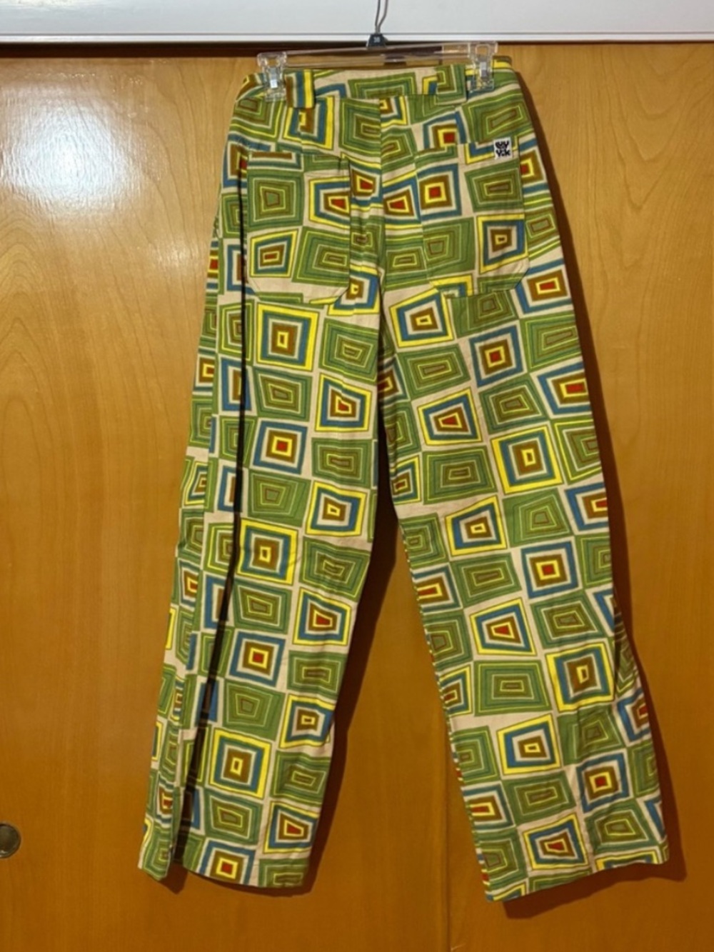 Lucy & Yak Geometric Green Square Print Pants - Picture 2 of 7